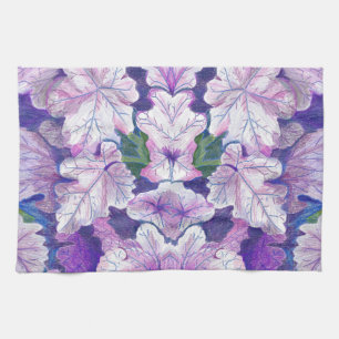 Purple Botanical Leaf Art Kitchen Towel