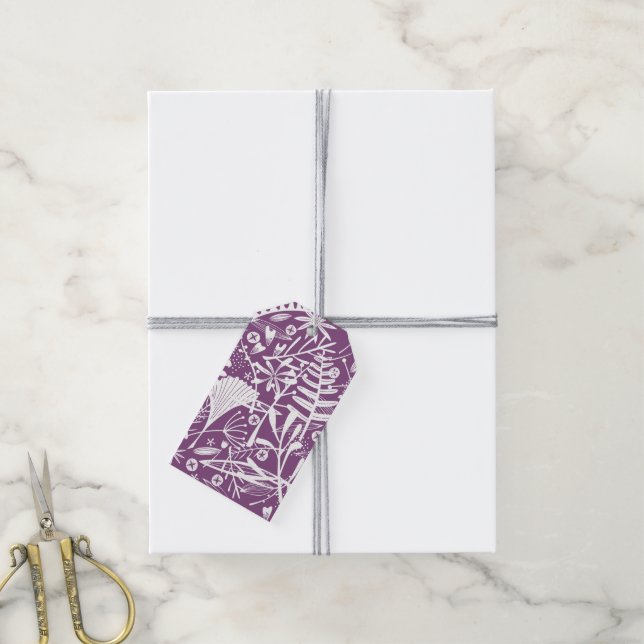 Purple Botanical Modern Gift Tags (With Twine)