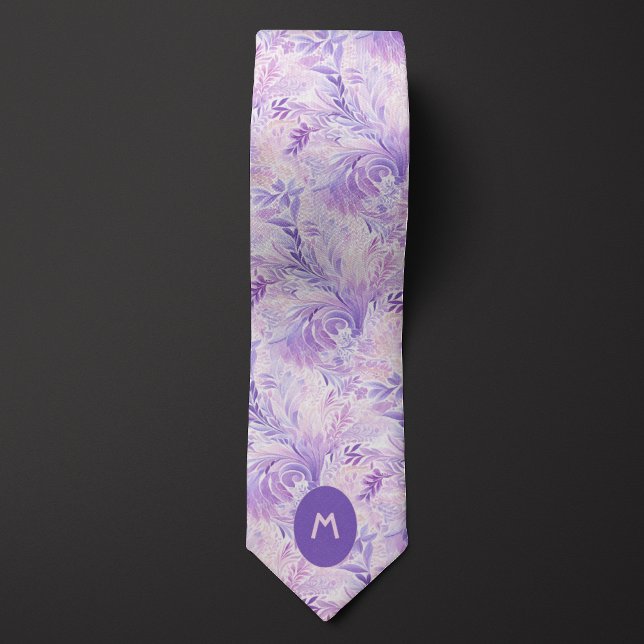 Purple Botanical Monogram Tie (Creator Uploaded)