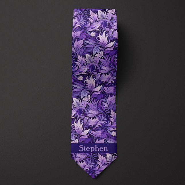 Purple Botanical Monogram Tie (Creator Uploaded)