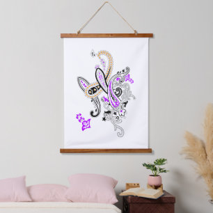 Purple Botanical Paisley Hanging Tapestry