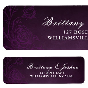 Purple Botanical Rose Garden Return Address Label