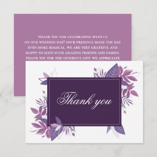 Purple botanical wedding. Violet lilac foliage Thank You Card