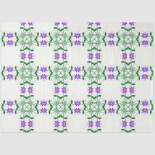 purple botanicals tissue paper (Front)