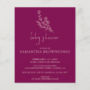 Purple Bouquet Botanical Budget Baby Shower Flyer