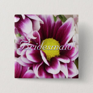 Purple Bouquet Bridesmaid 15 Cm Square Badge
