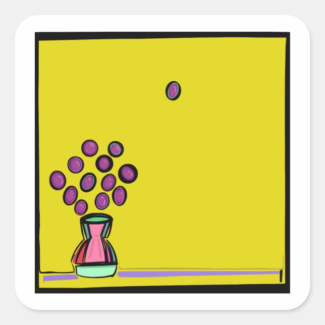 PURPLE BOUQUET SQUARE STICKER (Front)