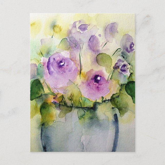 Purple Bouquet Watercolor Postcard (Front)