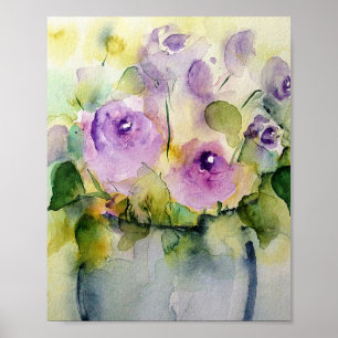 Purple Bouquet Watercolor Poster