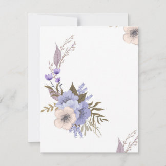 Purple boutique style floral RSVP card