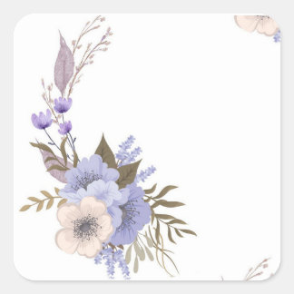 Purple boutique style floral square sticker