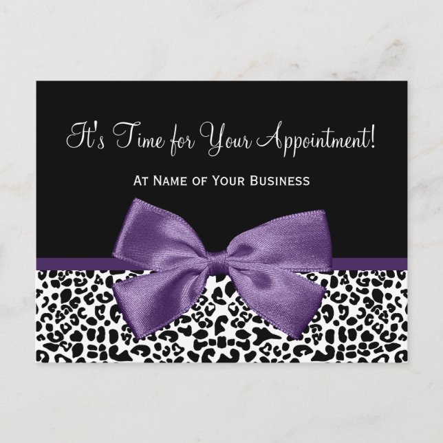 Purple Bow Appointment Reminder Postcard (Front)