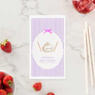 Purple Bow Asian Dumpling Girl Baby Shower Napkin