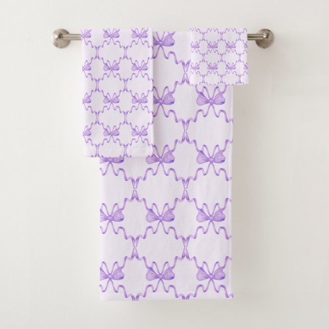 Purple Bow  Bath Towel Set (Insitu)