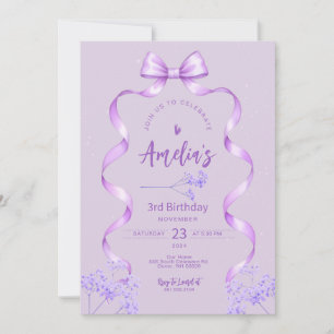 Purple Bow Birthday Invitation Any Age