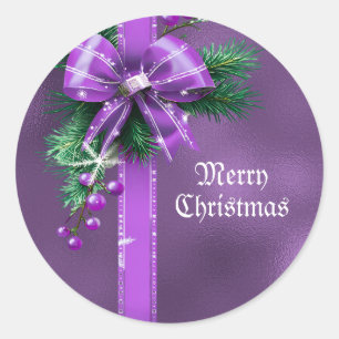 Purple Bow Christmas Holiday Sticker