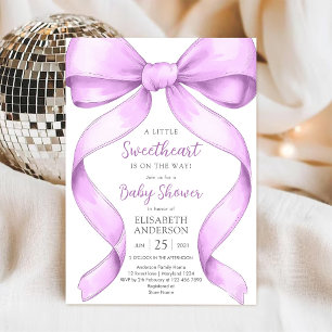 Purple Bow Coquette Baby Shower Invitation