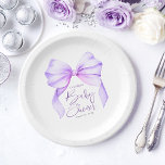 Purple Bow Cute Baby Shower Paper Plate<br><div class="desc">Add a cute touch to your baby shower celebration with this soft purple bow paper plates. Adorned with a delicate light purple ribbon design,  these elegant plates blend sophistication with charm.</div>