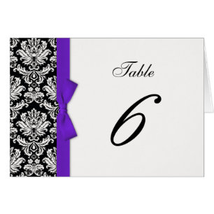 Purple Bow Damask Table Number