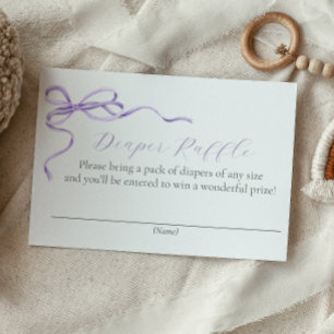 Purple Bow Diaper Raffle Enclosure Card