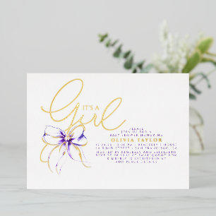 Purple Bow Elegant Modern Girl Baby Shower