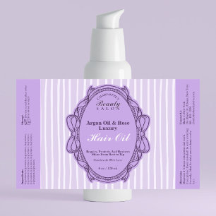 Purple Bow Frame Beauty Oil Bottle Label