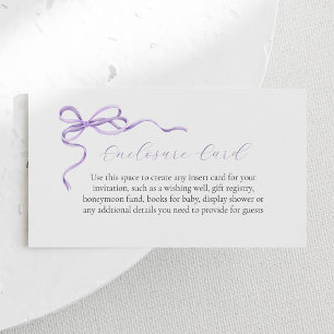 Purple Bow Girl Baby Custom Enclosure Card