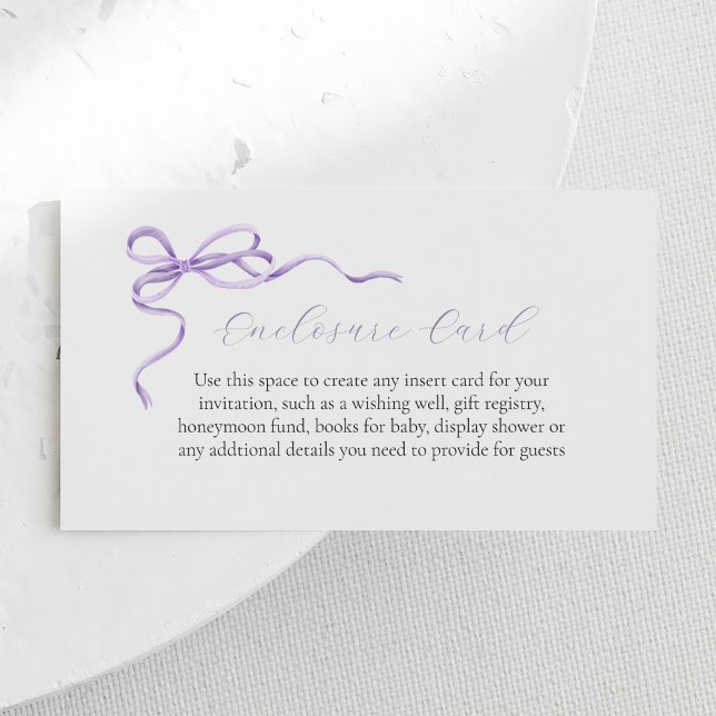 Purple Bow Girl Baby Custom Enclosure Card (Creator Uploaded)