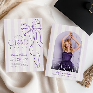 Purple Bow Graduation Photo Invitation
