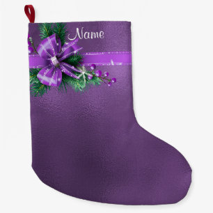 Purple Bow Holiday Stocking