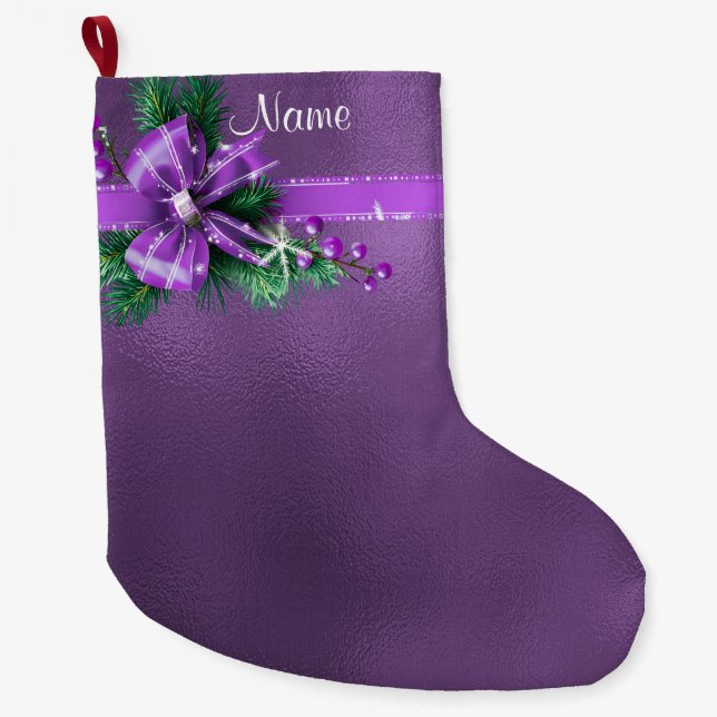 Purple Bow Holiday Stocking (Front)