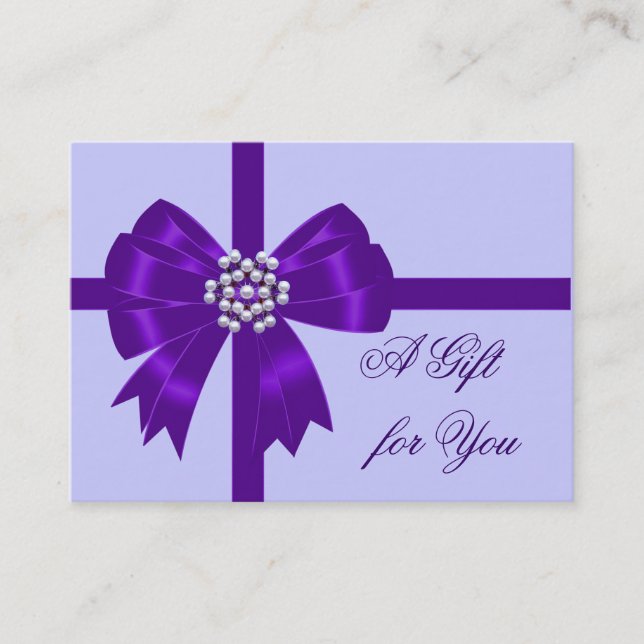 Purple Bow Lavender Purple Gift Certificates (Front)