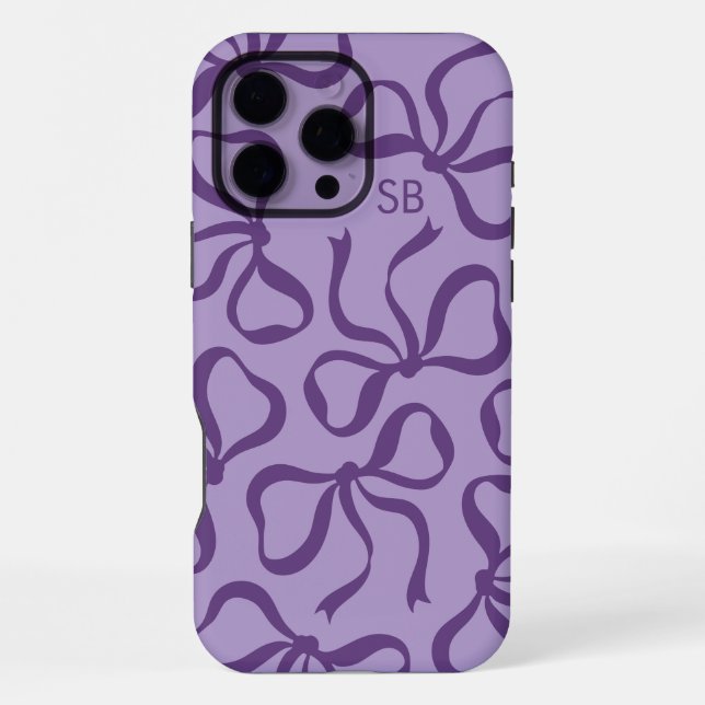 Purple Bow Monogram iPhone Case (Back)