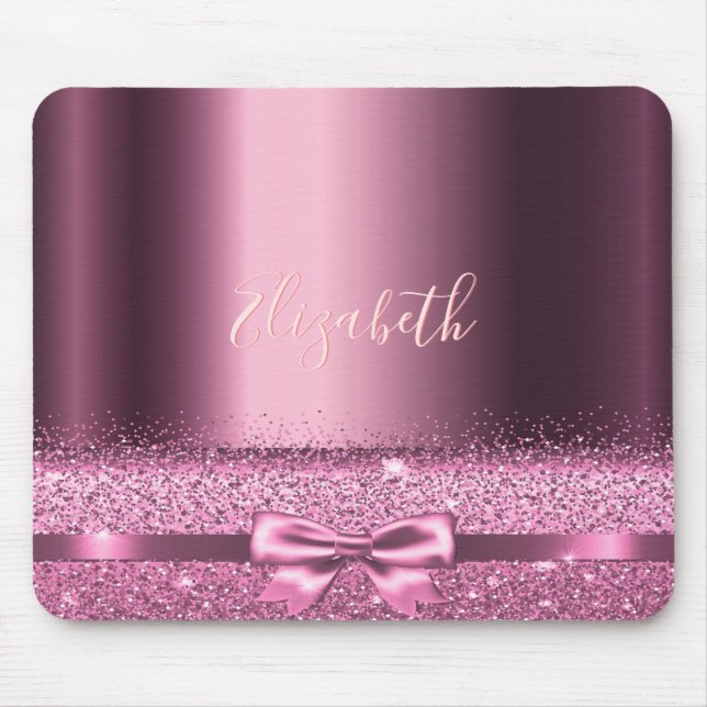Purple bow name elegant mouse pad (Front)
