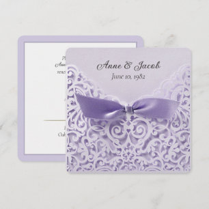 Purple Bow On Lace Wedding Vow Renewal Invitation
