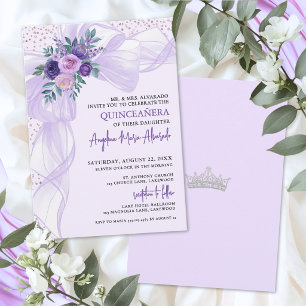 Purple Bow Quinceanera Invitation