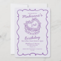 Purple Bow Retro Heart Coquette Cake 21st Birthday