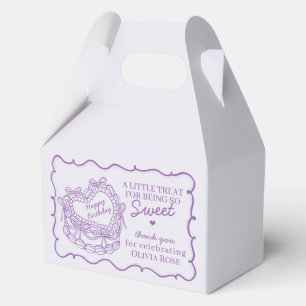 Purple Bow Retro Heart Coquette Cake Birthday Favour Box