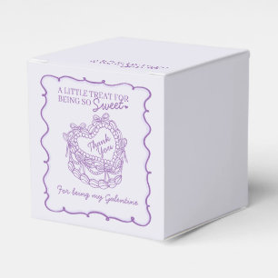 Purple Bow Retro Heart Coquette Cake Galentines Favour Box