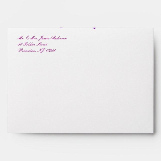 Purple Bow Ribbon Wedding Invitations Envelopes (Front)
