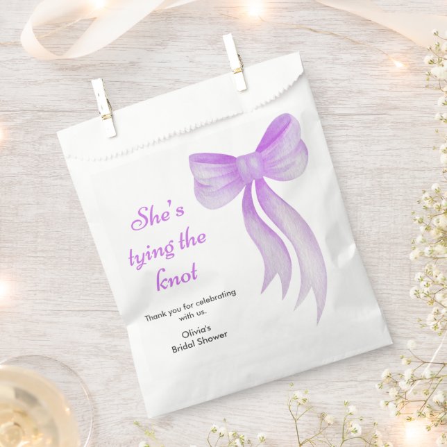 Purple Bow She's Tying the Knot Bridal Shower   Favour Bag (Clipped)