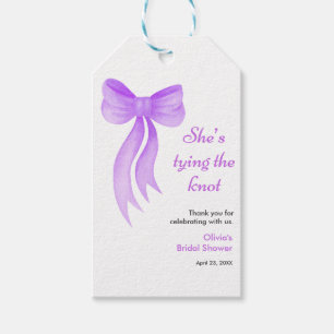 Purple Bow She's Tying the Knot Bridal Shower  Gift Tags