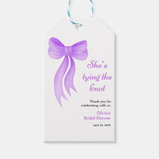 Purple Bow She's Tying the Knot Bridal Shower  Gift Tags