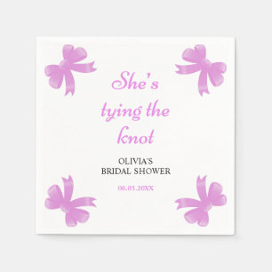 Purple Bow She's Tying The Knot Bridal Shower Napkin