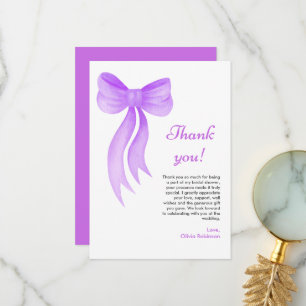 Purple Bow She's Tying the Knot Bridal Shower Thank You Card