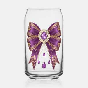 purple bow style can glass