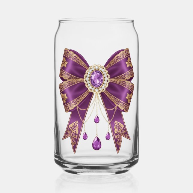 purple bow style can glass (Front)