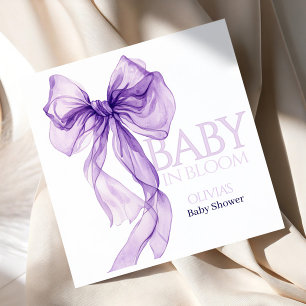 Purple Bow Watercolor Baby In Bloom Baby Shower Napkin
