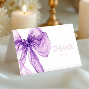 Purple Bow Watercolor Baby In Bloom Baby Shower Thank You Card