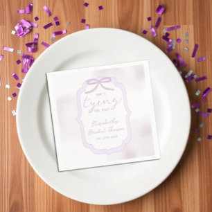 Purple Bow Watercolor Bridal Shower Napkin
